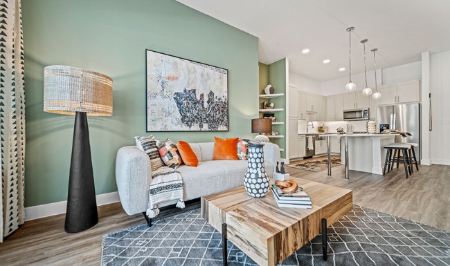 natural lighting in spacious living room