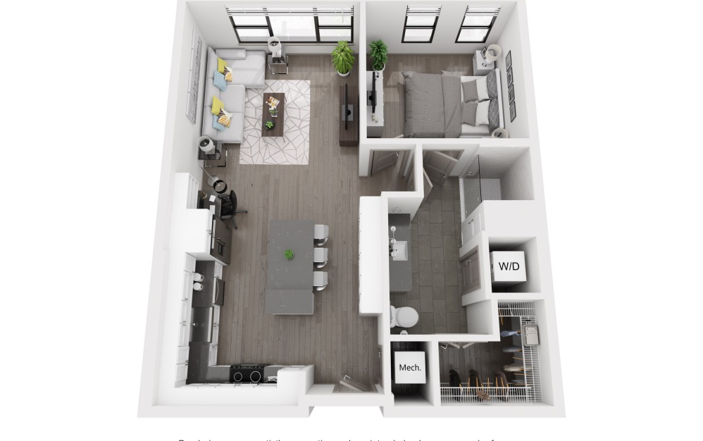 A2 - 1 bedroom floorplan layout with 1 bath and 780 to 806 square feet.